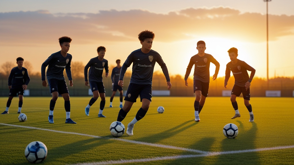 Cầu thủ nhí U19 thi đấu bóng đá trên sân tập
